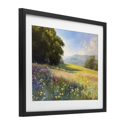 Serene Meadow Dream, impression sous verre encadrée, design par Petal Prints Design