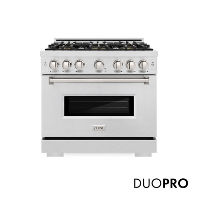 ZLINE 36 in. Classic Dual Fuel Range with 6 Burner DuoPro Cooktop in Satin Stainless Steel