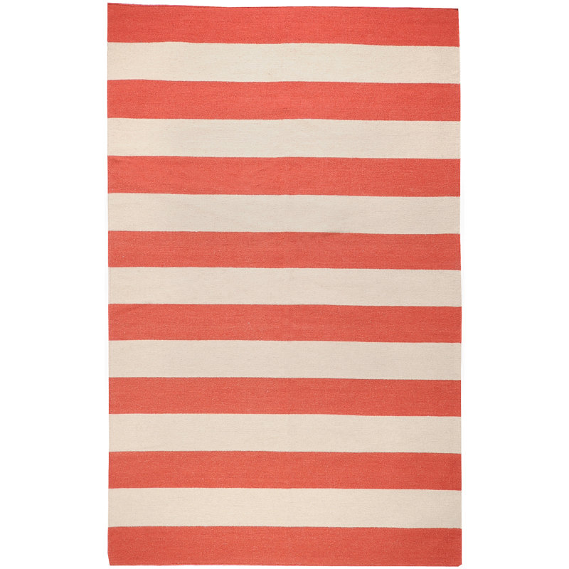 Tapis rayé rouge / ivoire Troy, 2 pi x 3 pi
