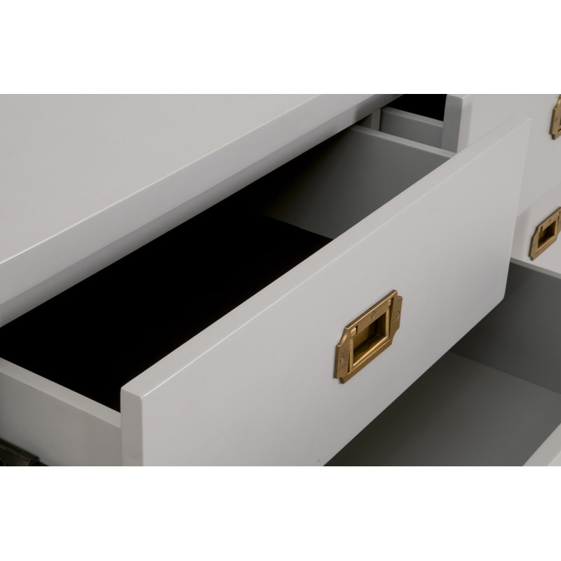 Gray Double Dresser with Felt Lined Drawers and Ball Bearing Glides
