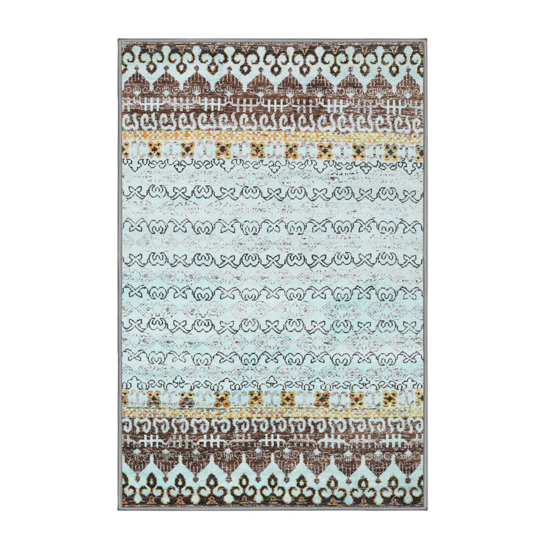 Tapis abstrait bleu / brun, Rectangle 2 pi x 3 pi