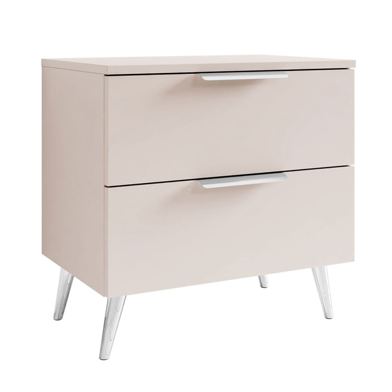 55cm W Bedside Table, Cashmire/Silver