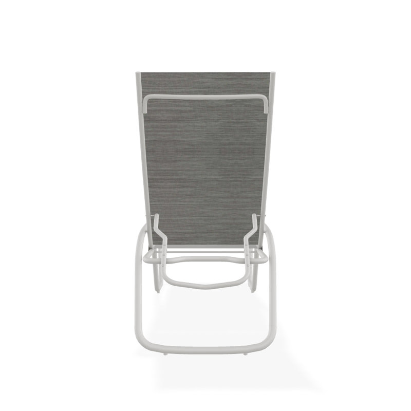 Outdoor Rust-Resistant Metal Chaise Lounge, Textured Snow, Sicily