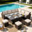 Bozhana 9 - Person Patio Dining Set with Rectangular Table , Cushions Included