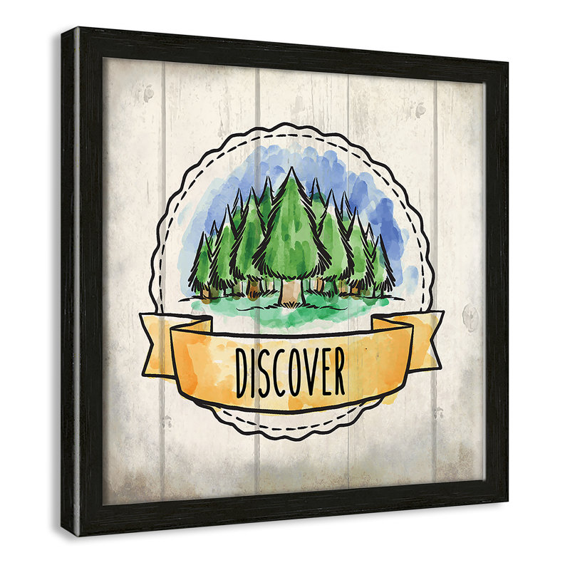 «Adventure is out There», art encadré 3, 12" H x 12" W x 1.18" D, Cadre boîte à grain de bois noir