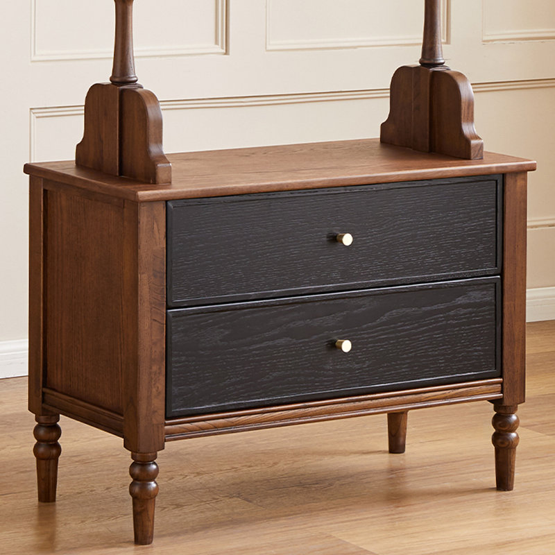 Rounded Coat Rack with Oak Dual Drawers