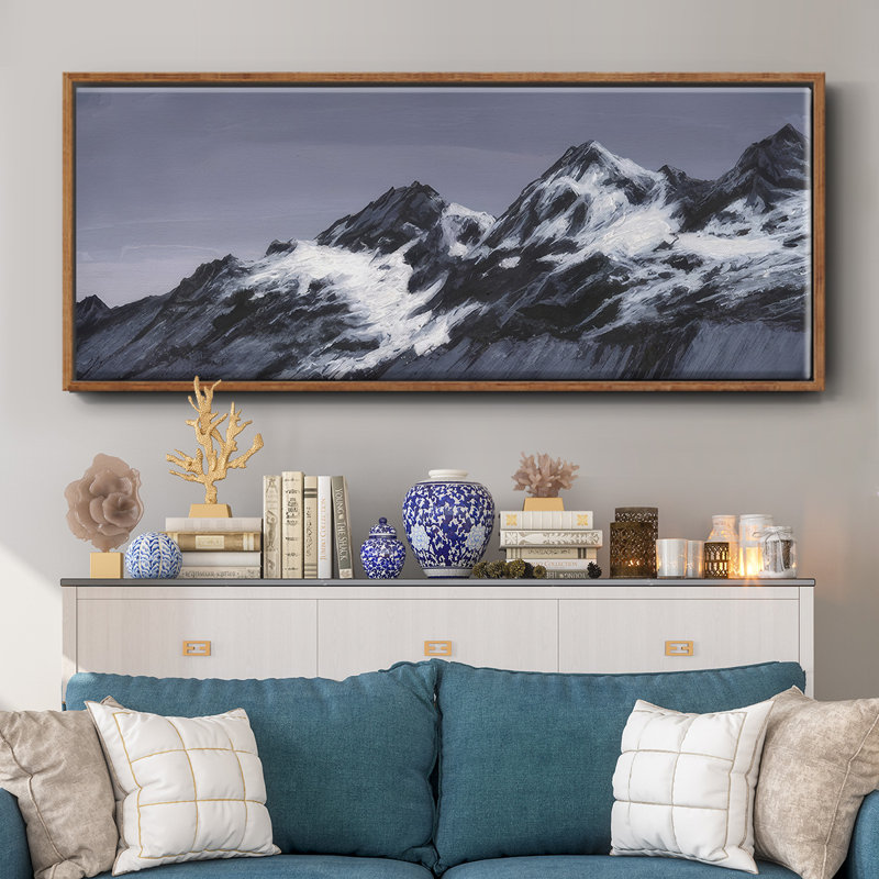 " Moonlit Mountain Range II ", 8" H x 20" W x 1.5" D, Walnut