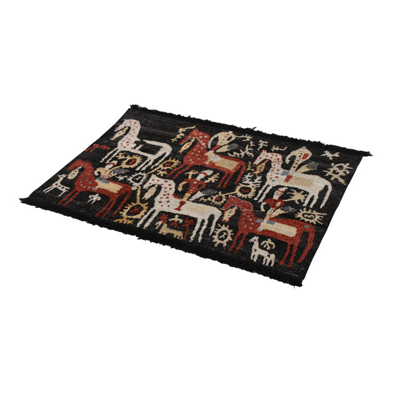 Burano Hand Knotted Wool Geometric Area Rug, Rectangle 6' x 9'