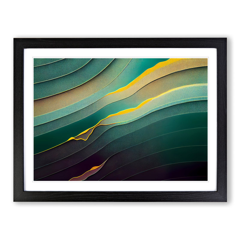XH1022-6052X Modern Audio Soundwave Vol.5 Abstract - Single Picture Frame Print, 46cm H x 64cm W x 2cm D, Black