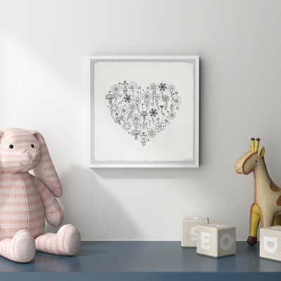 Cœur et fleur - couche, impression de dessin encadré