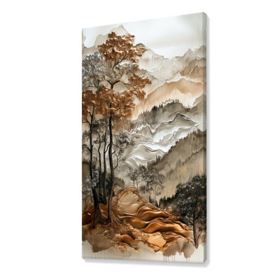 Beige brun Leandro I - art mural grand pin beige, reproduction sur toile encadrée d'automne