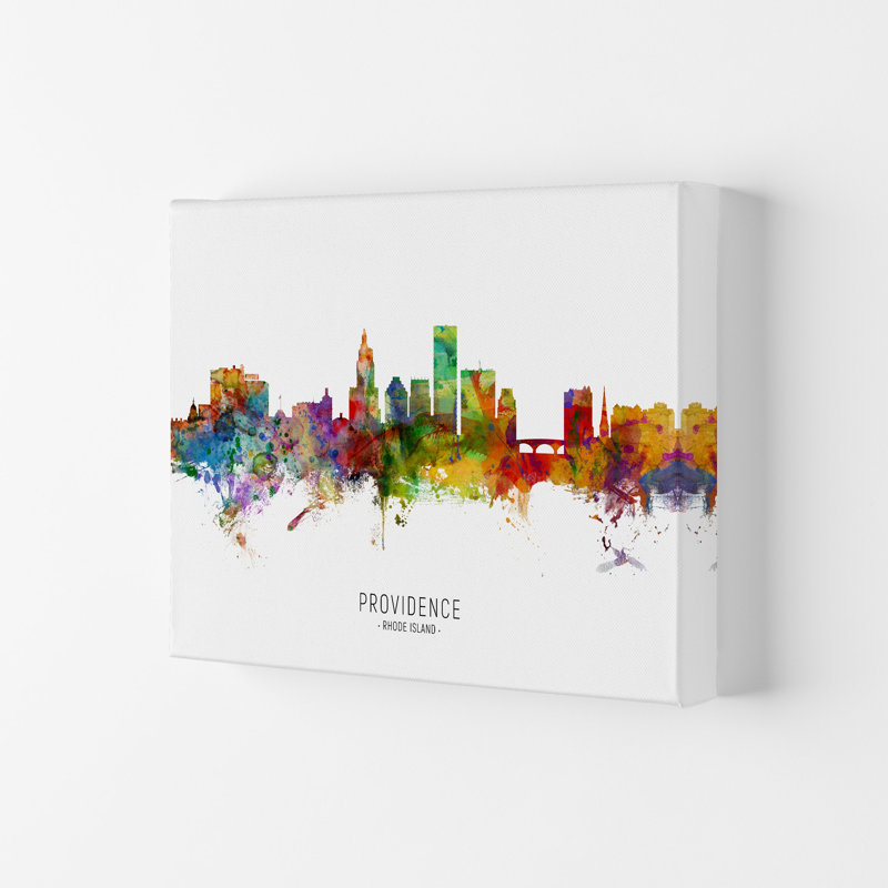 Providence Rhode Island Skyline by Michael Tompsett - Print, Wrapped Canvas, 42cm H x 59.4cm W x 4cm D