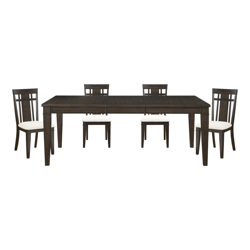 Ensemble de salle à manger 5 pièces avec table extensible et 4 chaises d'appoint brun foncé