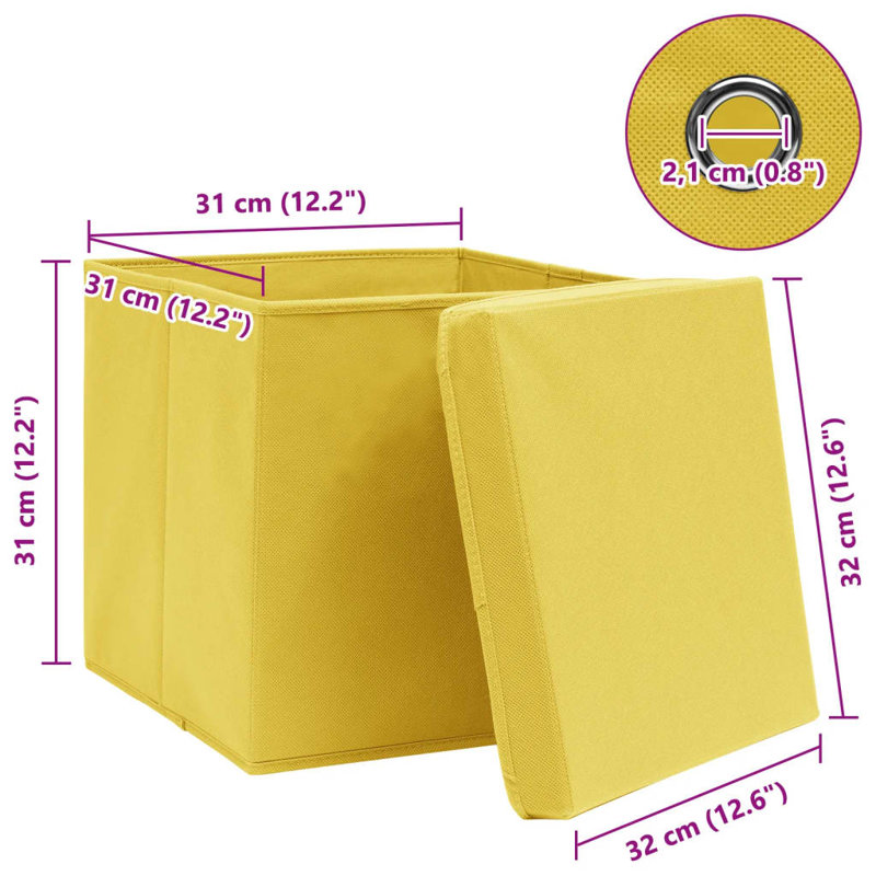  Storage Box Set Of 10 Yellow Non-Woven Fabric (100% Polyester)