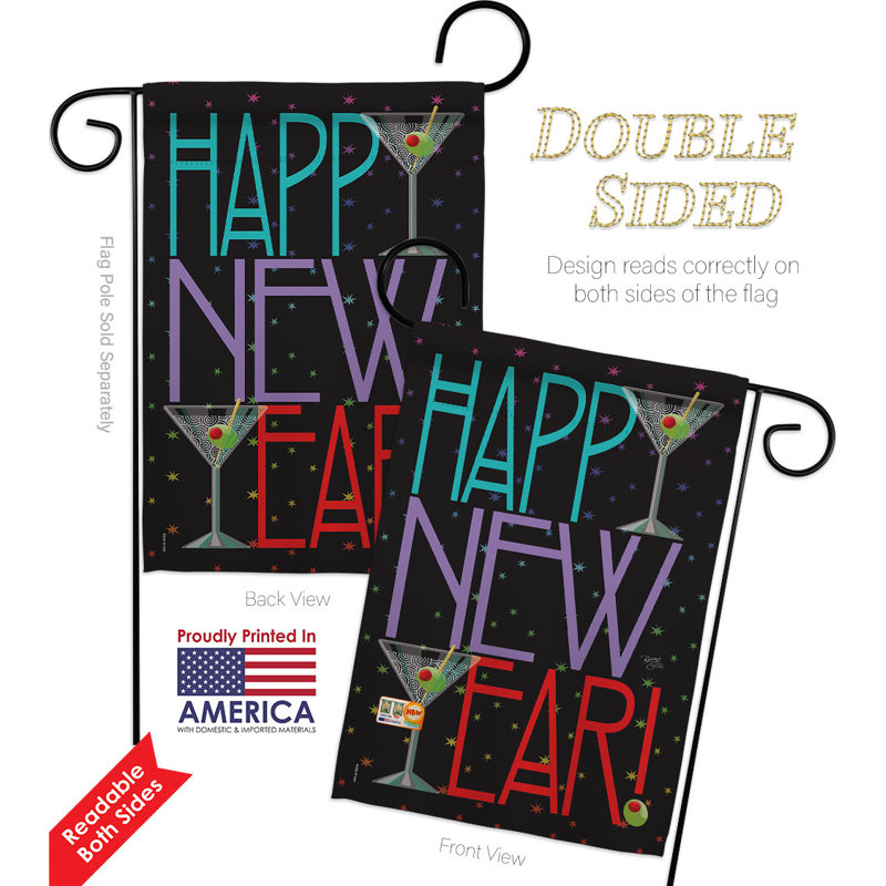 Double Sided 18.5'' H x 13'' W Polyester New Year's Garden Flag