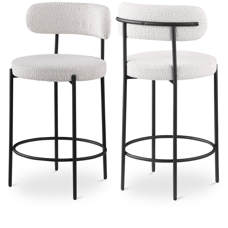 Beacon Upholstered Counter Stool with Metal Frame, Cream Boucle Fabric