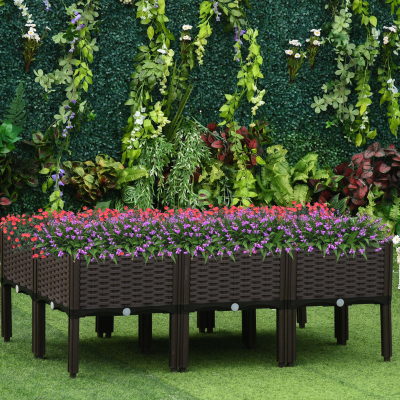 Ensemble de 6 jardinières - boîtes à fleurs surélevées pour plantes d'extérieur légères et pratiques L 15,74 po x l 17,62 po H