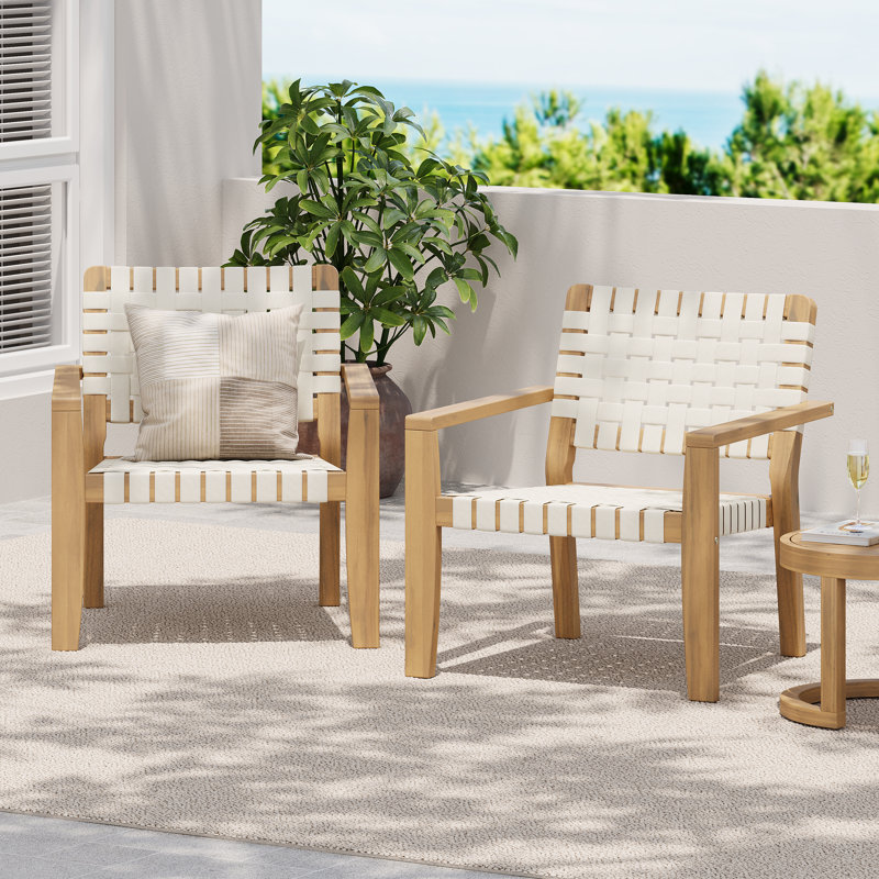 Payton Acacia Wood Armchair Set, White/Light Teak