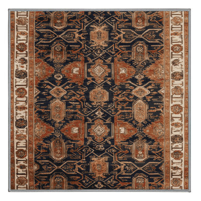 Machine Washable Art Deco Brown Area Rug
