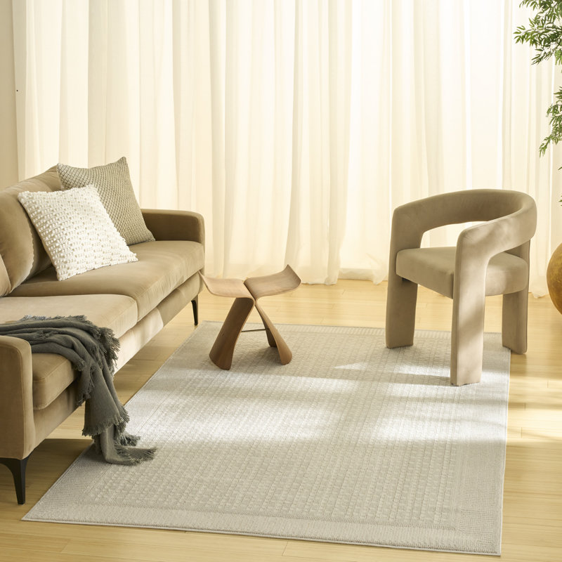 Rassow Multicolor Modern Indoor Rug, Rectangle 5' x 7', Ivory