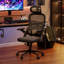 Chaise de bureau ergonomique en filet avec support lombaire réglable et accoudoirs rembourrés, pour 5 pi 3 po à 6 pi 6 po-939325480-954430934-954430932