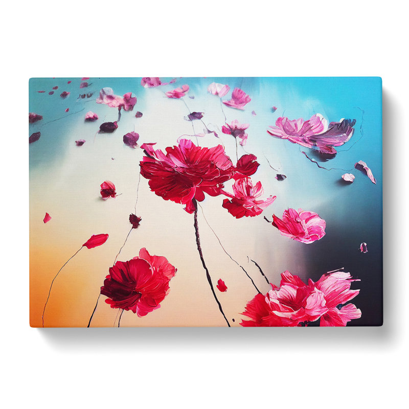 Ethereal Modern Flowers - Wrapped Canvas Print, 50cm H x 76cm W x 3cm D