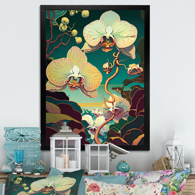 «Blossoming Orchid in Bright Retro Colors II», reproduction sur toile