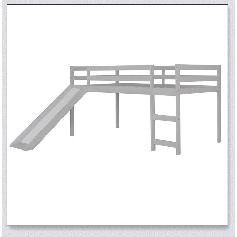 Lit mezzanine avec glissade, conception multifonctionnelle, Gray