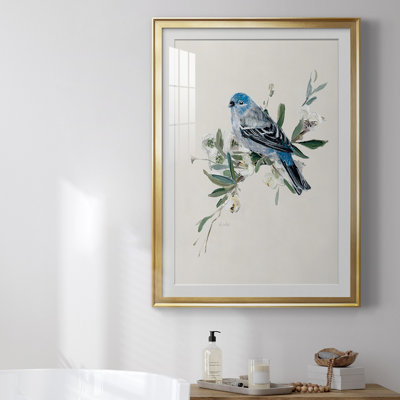 «Bluebird Happy II», reproduction encadrée de qualité supérieure - prête à être accrochée