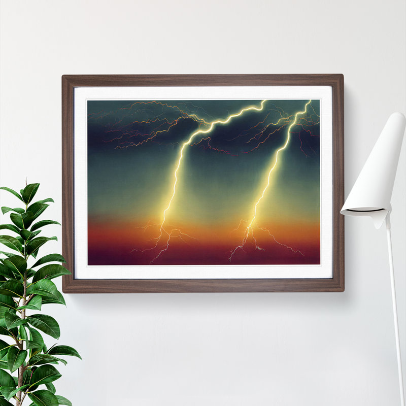Epic Lightning Bolt - Framed Print, 34cm H x 46cm W x 2cm D, Walnut