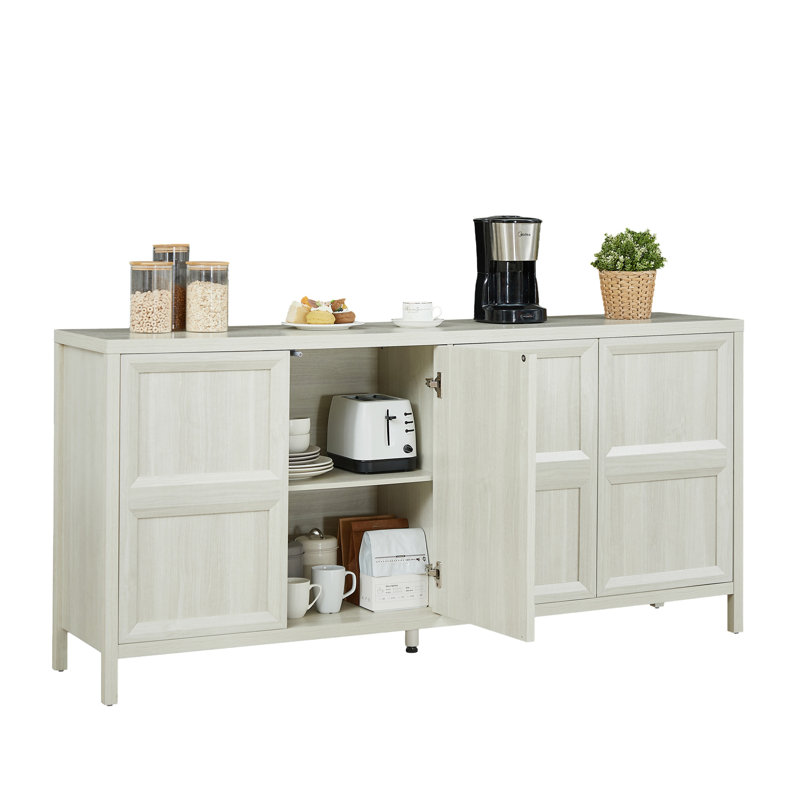 67'' Modern Sideboard Storage Cabinet With Tip-On Opening, Light Gray