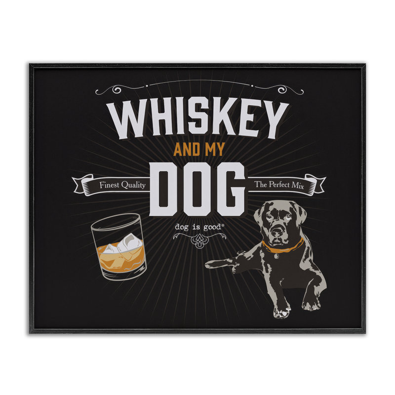 «Whiskey & My Dog», estampe numérique par Dog Is Good, Giclée encadrée noir minuit, H 11 po x l 14 po