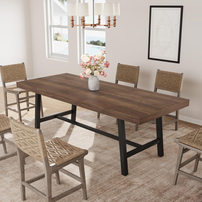 63-83" Extendable Dining Table, Industrial Rectangular Dining Room Table for 6-8 People, Expandable Kitchen Table