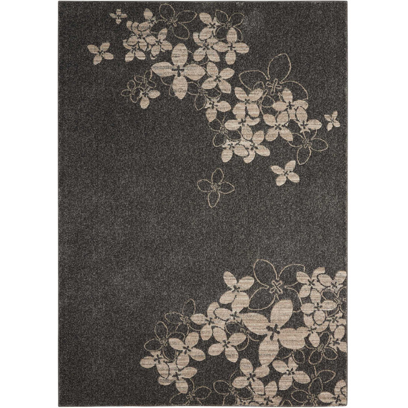 Tapis noir contemporain Ashli, Rectangle 5 pi 3 po x 7 pi 3 po