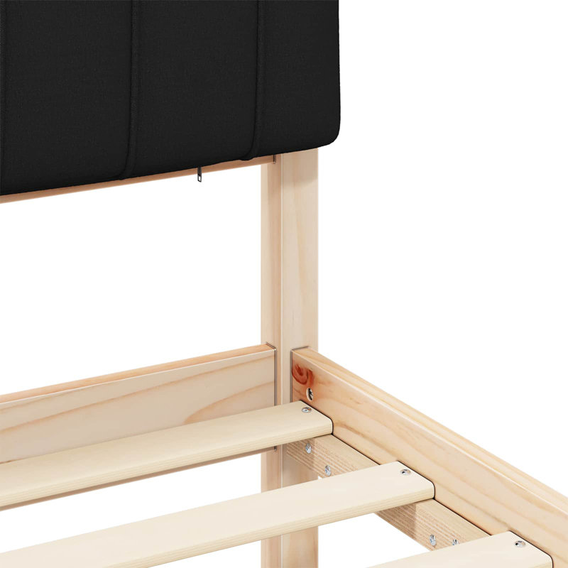 Solid Wood Bed, European Single (90 x 200 cm), Natural/Black