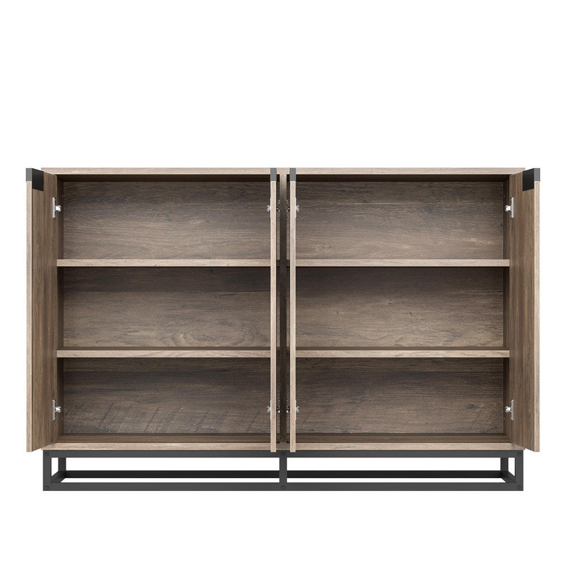 必填55" Buffet Storage Cabinet, Sideboard Modern Credenza with 4 Doors and Shelves, Accent Coffee Bar Table for Kitchen Dining Room, Living Room