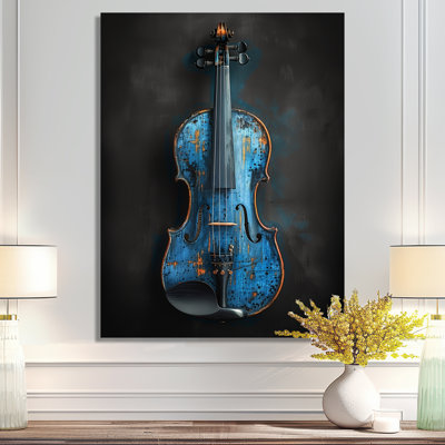 Charme de violon monochrome gris et bleu - musique Jazz Art mural