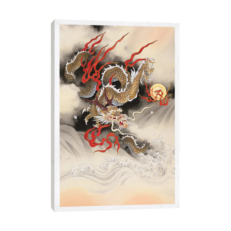Dragon Quest - Painting on Canvas, 66.04 cm H x 45.72 cm W, White Framed
