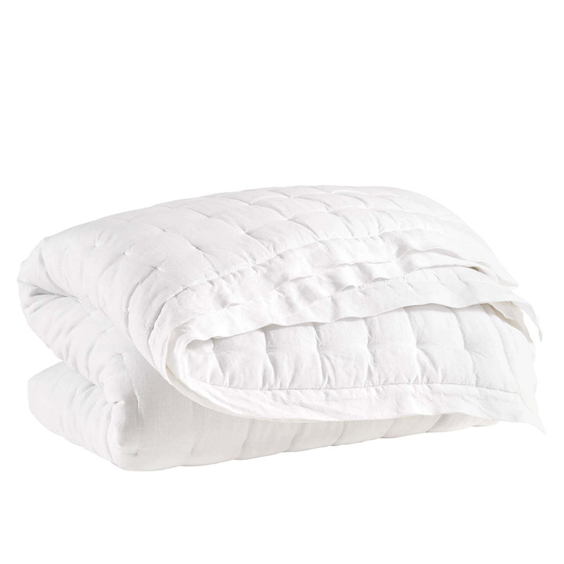 Lush Linen Puff, King Quilt, White