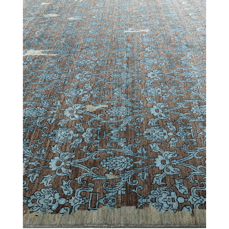 Makenley One-of-a-Kind 9' 2" x 12' 2" New Age Rectangle Silk and Wool Area Rug in Beige