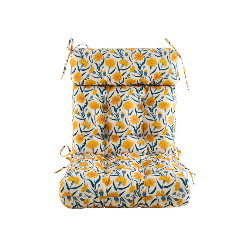 Coussin de dossier / siège d'extérieur, Jaune / bleu floral