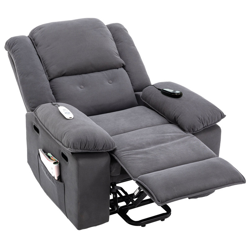  Fauteuil de massage inclinable, fauteuil électrique avec massage et chauffage, position infinie, poche latérale, , Gris