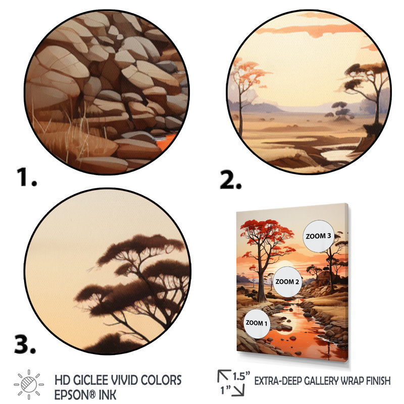 Red Beige, vallée de l'Africain, reproduction d'art mural africain, H 40 po x l 30 po x P 1,5 po, Toile tendue
