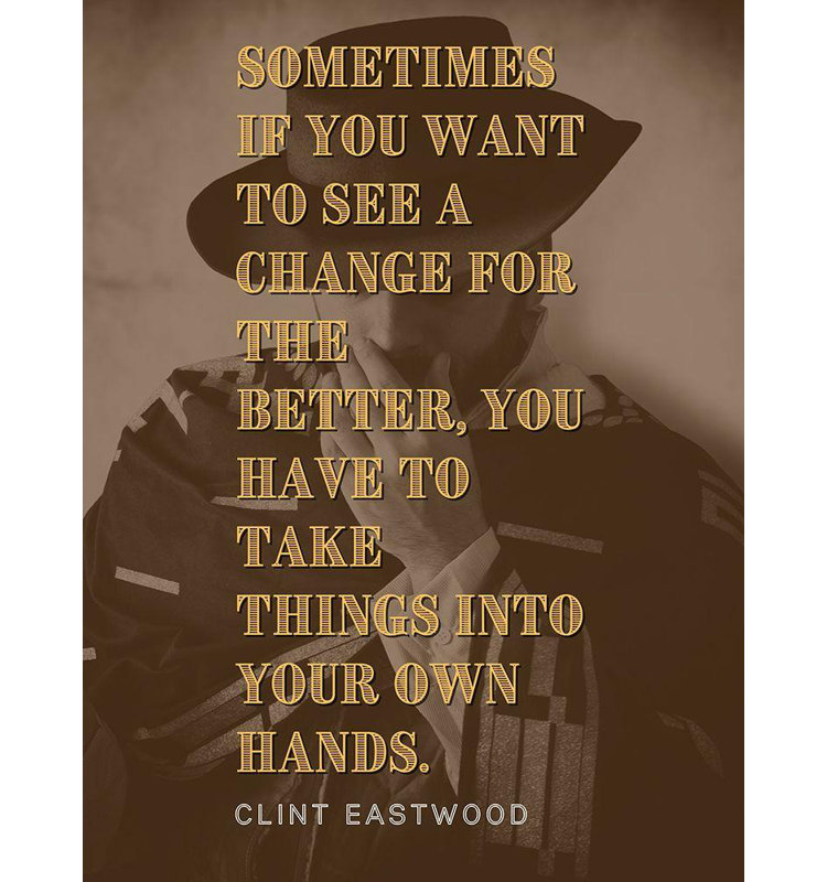 Art tendu sur toile tendue avec ArtyQuotes Art Gallery: Clint Eastwood, H 24 po x l 19 po