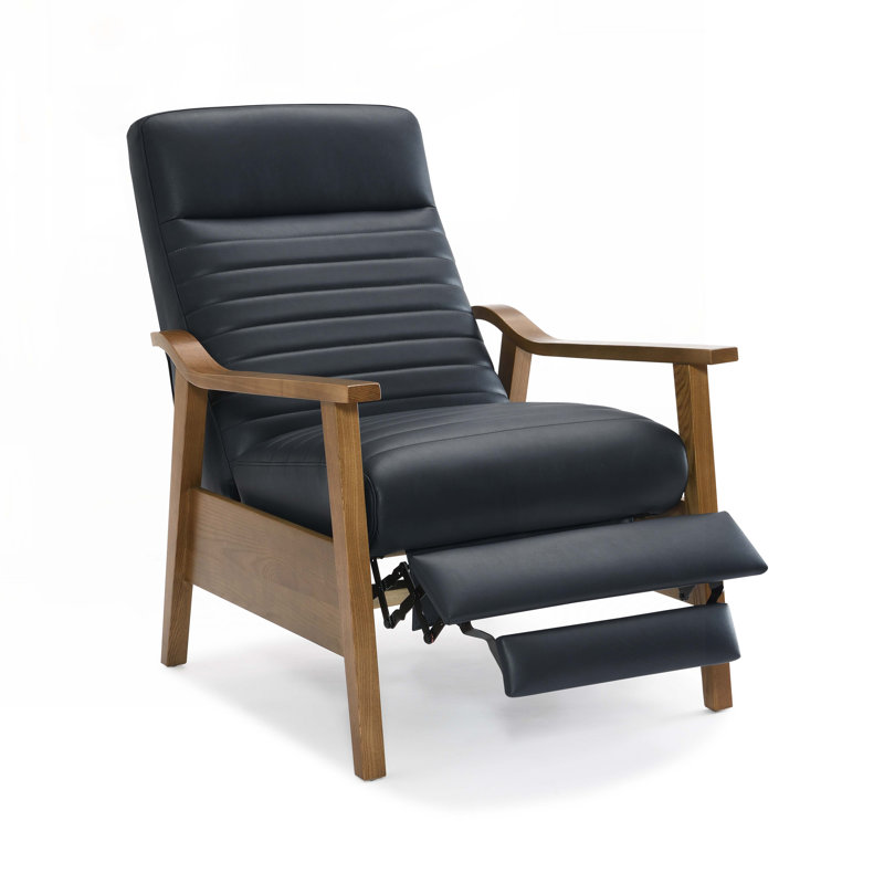 Fauteuil rembourré en similicuir avec 4 pieds, Bleu