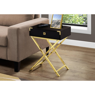 Table de chevet compacte avec rangement - Poignée en métal doré et stratifié pour glissières de tiroir de table contemporaines