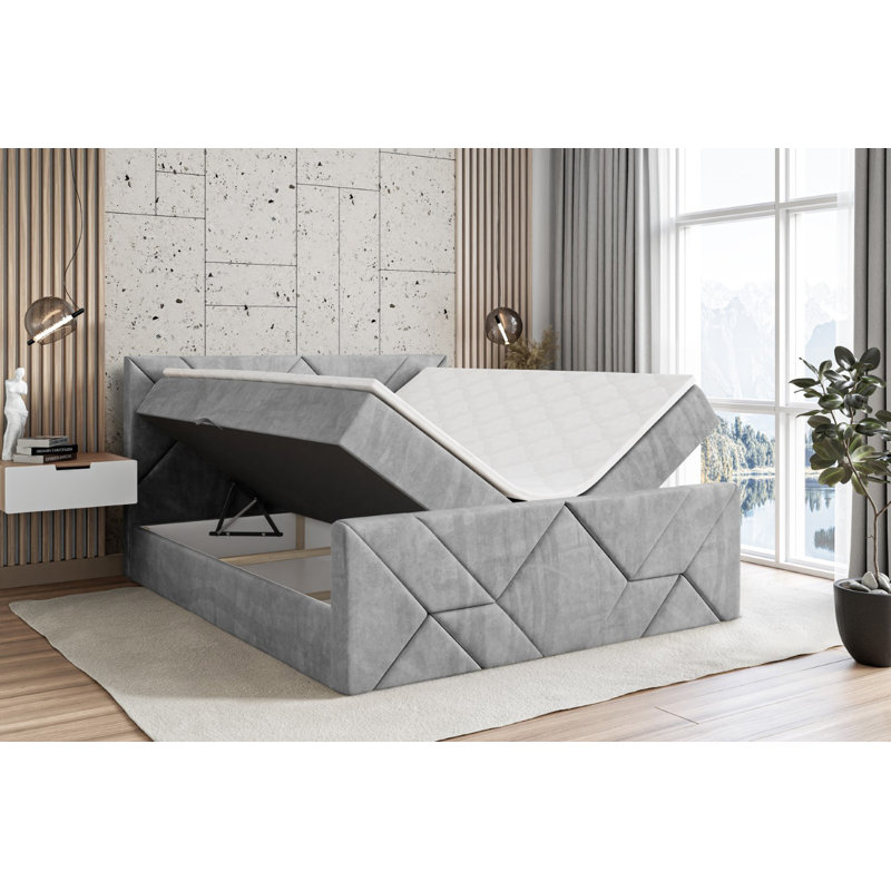 Bed, 160cm W x 200cm L, Light gray