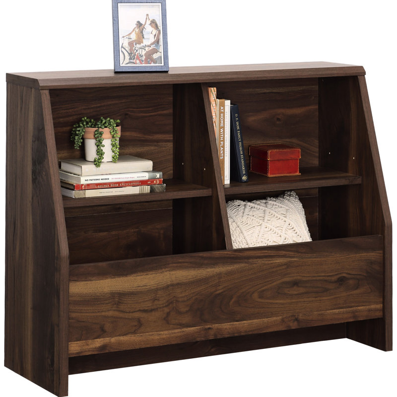 Bibliothèque moderne brune Mid-Century avec tablettes ouvertes, double usage pour le rangement dans la chambre à coucher, bibliothèque de 31,52 po de hauteur, présentoir à tablettes, largeur du produit 14,67 po