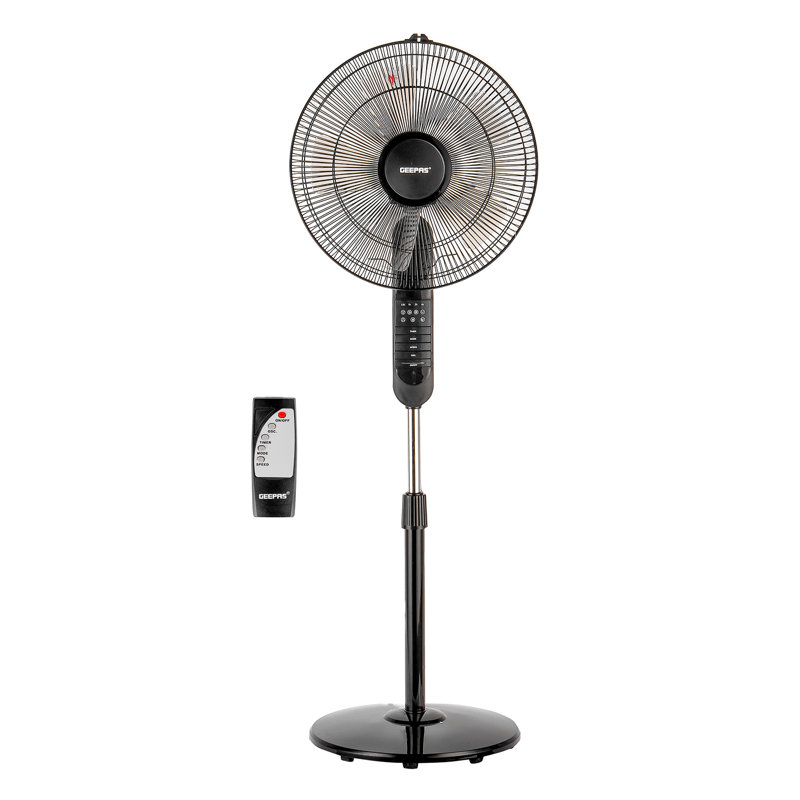 GEEPAS 16’’ Pedestal Fan with Remote Control, White, Black