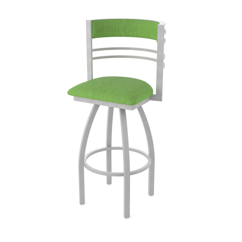 Hunter Swivel Stool, Tissu-graphique perroquet, Nickel anodisé, Tabouret de comptoir (siège d'une hauteur de 25 p
